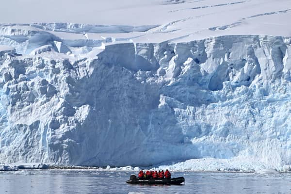 Tourists visit the Gerlache Strait, which separates the Palmer Archipelago from the Antarctic Peninsula. Photo: JUAN BARRETO/AFP via Getty Images