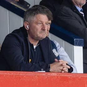 Banned Dundee manager Tony Docherty takes in the action from the main stand  (Photo by Craig Foy / SNS Group)