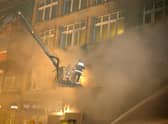 Firefighters tackle the blaze in Edinburgh's Cowgate   Pic: Tony Marsh