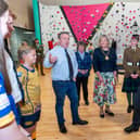 The Duke of Edinburgh was impressed by the bouldering wall and spoke with a number of groups who use the various facilities at Inverurie Community Campus