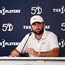 Scottie Scheffler speaks to the media after winning The Players Championship at TPC Sawgrass in Ponte Vedra Beach, Florida. Picture: Jared C. Tilton/Getty Images.