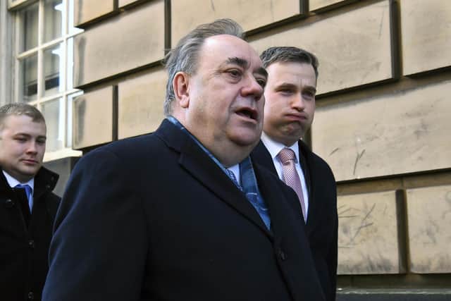 Former First Minister Alex Salmond leaves Edinburgh High Court on day two of his trial. Picture: Lisa Ferguson