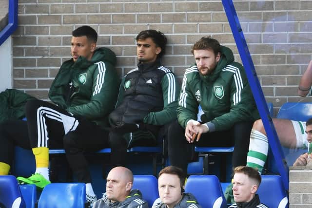 Celtic's Jota was forced to sit out the second half at Perth with muscle fatigue that has placed his availablity for the Champions League encounter with RB Leipzig in doubt. (Photo by Ross MacDonald / SNS Group)