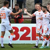 Lawrence Shankland celebrates soaring the winner for Dundee United in last night's Premier Sports Cup tie against Kelty Hearts  (Photo by Paul Devlin / SNS Group)