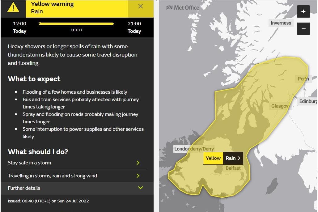Scotland Risk Indicators Scotland weather: Yellow warning for rain with risk of flooding and ...