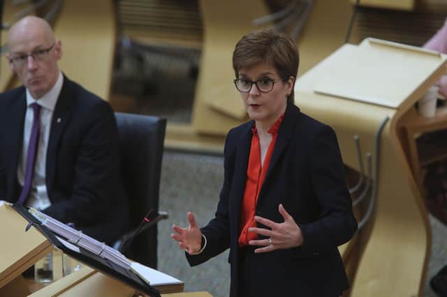 First Minister Nicola Sturgeon during First Ministers Questions at the Scottish Parliament, Edinburgh.