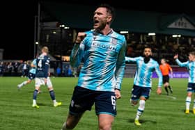 Dundee's Jordan McGhee levels the scores for the visitors at Stark's Park.