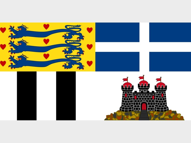 This is the Royal Standard of Prince Philip (1952-2021) the Duke of Edinburgh, the first quarter represents Denmark, the second Greece, the third the Mountbatten family and the last Edinburgh itself.