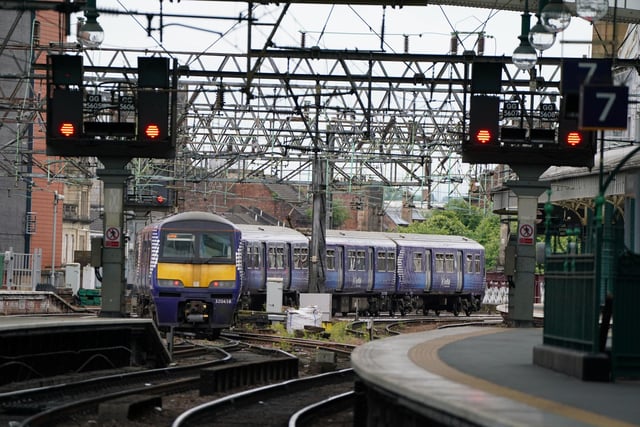 A train arriving at Glasgow Central Station as members of the Rail, Maritime and Transport union begin their nationwide strike. Picture; Andrew Milligan/PA Wire