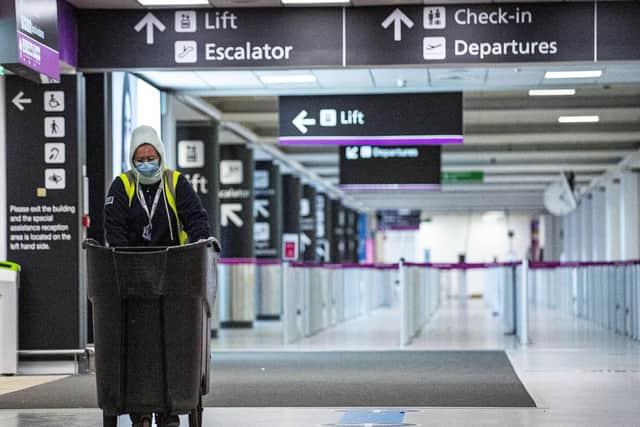 Passengers at Edinburgh Airport. Picture: Lisa Ferguson