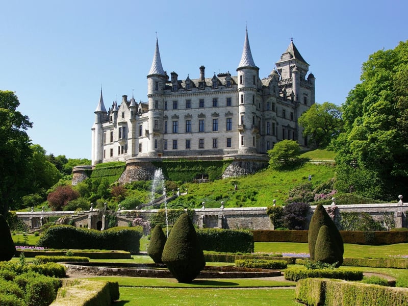Dunrobin Castle can be found in the Scottish Highlands and is reportedly the most northerly of the great houses in Scotland. The earliest part of the castle dates back to 1275 and the current residence boasts 189 rooms.