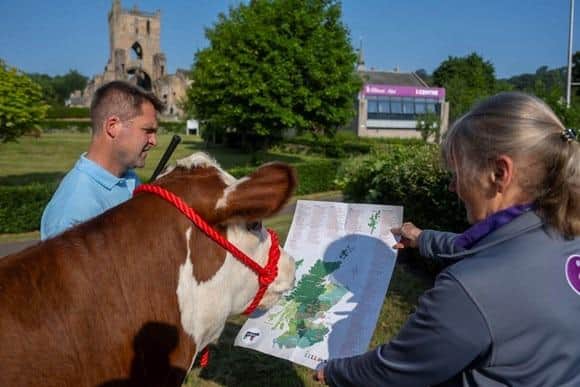 The map features agritourism experiences across Scotland.
