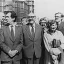 Roy Jenkins, second right, with colleagues from the Social Democratic Party after his win in the Glasgow Hillhead by-election in 1982. Picture: Central Press/Hulton Archive/Getty