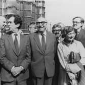 Roy Jenkins, second right, with colleagues from the Social Democratic Party after his win in the Glasgow Hillhead by-election in 1982. Picture: Central Press/Hulton Archive/Getty