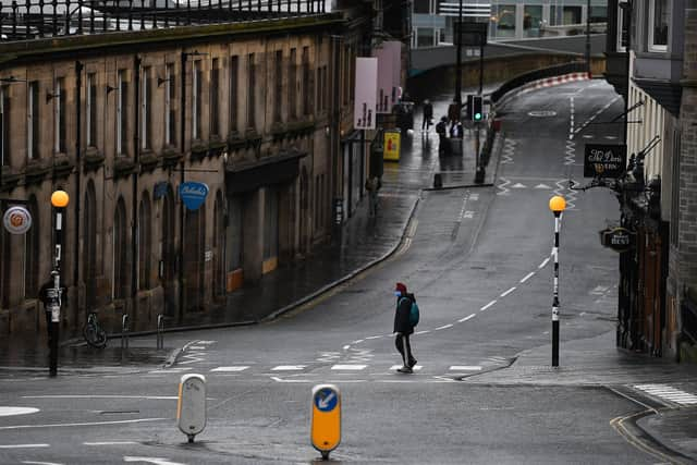 A deserted Edinburgh City Centre in the hours before lockdown began