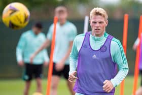 Stephen Welsh during a Celtic training session at Lennoxtown, on July 16, 2021. (Photo by Ross MacDonald / SNS Group)
