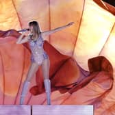 Taylor Swift performs onstage for the opening night of The Eras Tour. Image: Getty