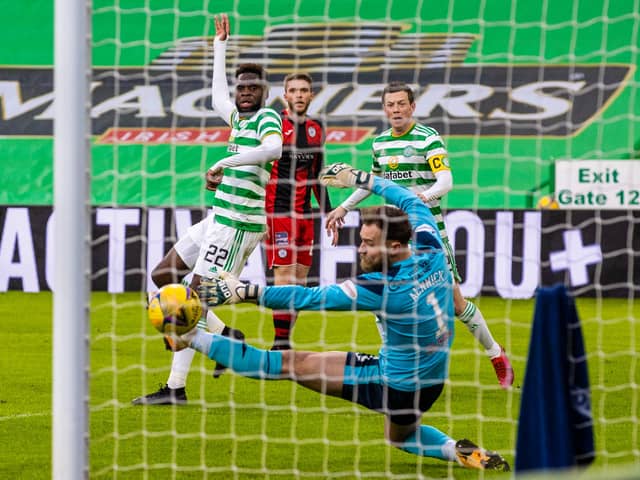 Celtic's Odsonne Edouard makes it 1-1. (Photo by Craig Williamson / SNS Group)