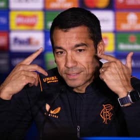 Rangers manager Giovanni van Bronckhorst speaks to the press ahead of facing Liverpool.