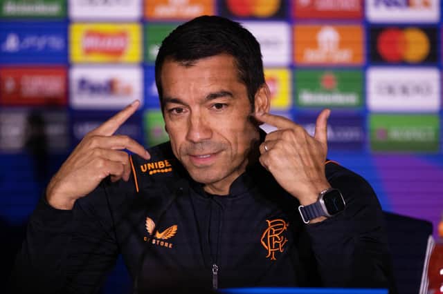 Rangers manager Giovanni van Bronckhorst speaks to the press ahead of facing Liverpool.