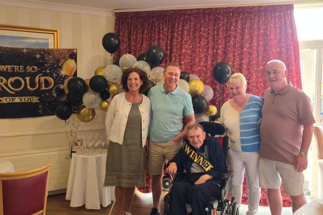 Alistair and Irene Picken, John Picken, Hazel and Kenny Mitchell  celebrate John's win.