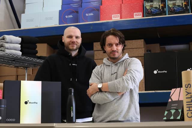 Go Swag founders Conor McKenna and Ben Greenock, who saw potential in the 'disjointed and slow-moving' promotional product industry. Picture: contributed.