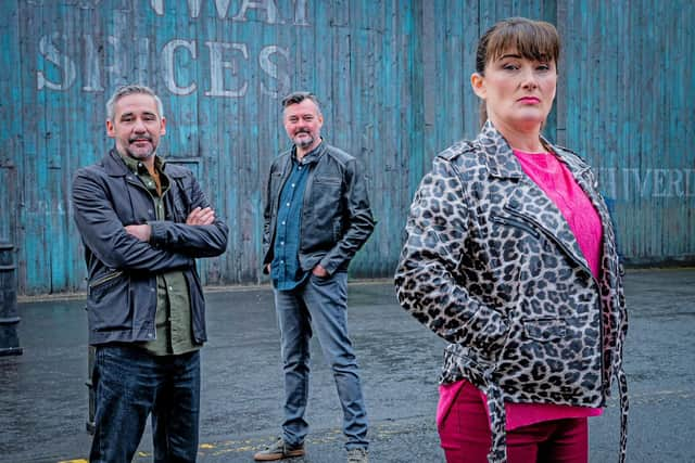 Iain Robertson, Grant Stott and Sally Howitt in River City