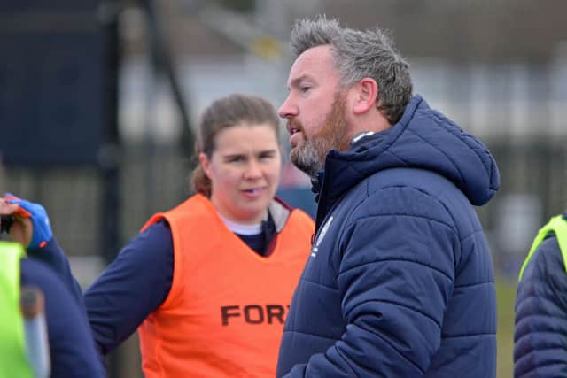 Jimmy Culnane, assistant coach, issues instructions at Peffermill