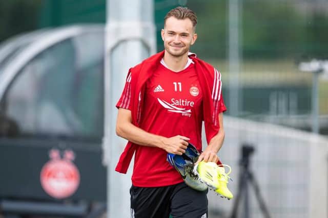 Welsh midfielder Ryan Hedges is the subject of interest from several clubs but Aberdeen want to tie him down on a new contract.  (Photo by Ross MacDonald / SNS Group)