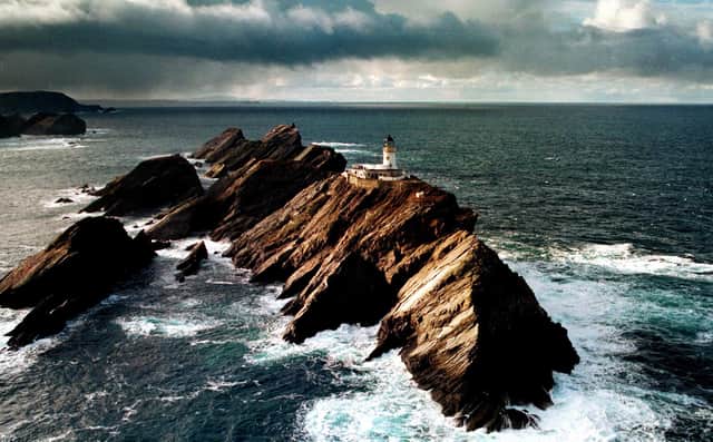 Muckle Flugga Lighthouse on the NW coast of the Island of Unst. the most northerly lighthouse in the UK.