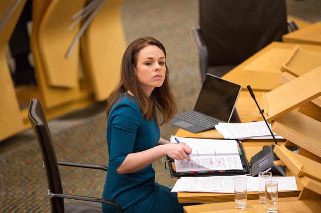 Finance Secretary Kate Forbes delivers her budget at the Scottish Parliament. Picture: Robert Perry/pool/AFP via Getty Images