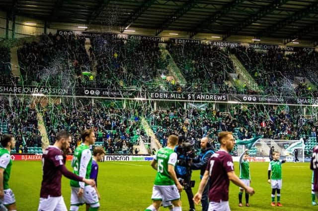 Hibs and Hearts at Easter Road on March 3, 2020 - the last time the derby had fans in attendance. (Photo by Ross Parker / SNS Group)