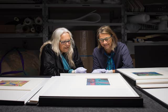 Kathleen Toomath and Michelle Broun examine some of the drawings going on display in Glasgow. Picture: Sam Proctor