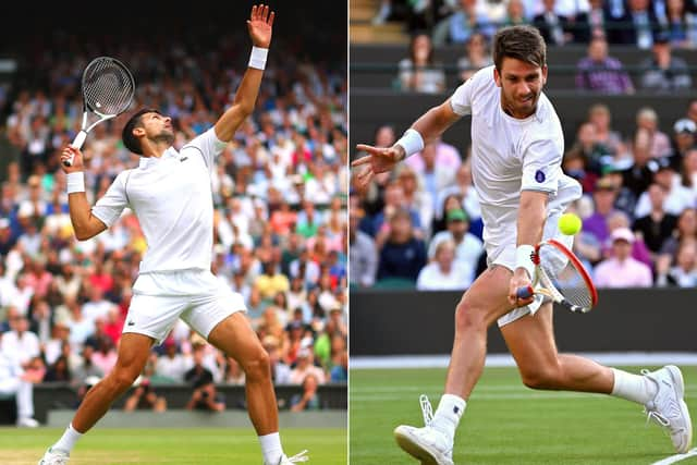 Novak Djokovic will face Cameron Norrie in the Wimbledon 2022 men's singles semi-final today (Getty Images)