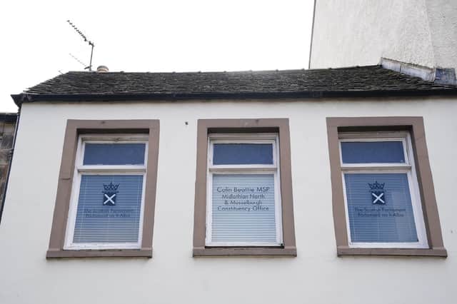 The Constituency Office of Colin Beattie MSP in Dalkeith. The Scottish National Party (SNP) treasurer has been arrested in connection with a police investigation into the party's finances.