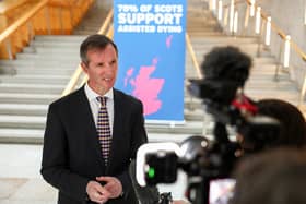 Liam McArthur poses for photographs and interviews as he has today published his Assisted Dying for Terminally Ill Adults (Scotland) Bill. (Photo by Jeff J Mitchell/Getty Images)