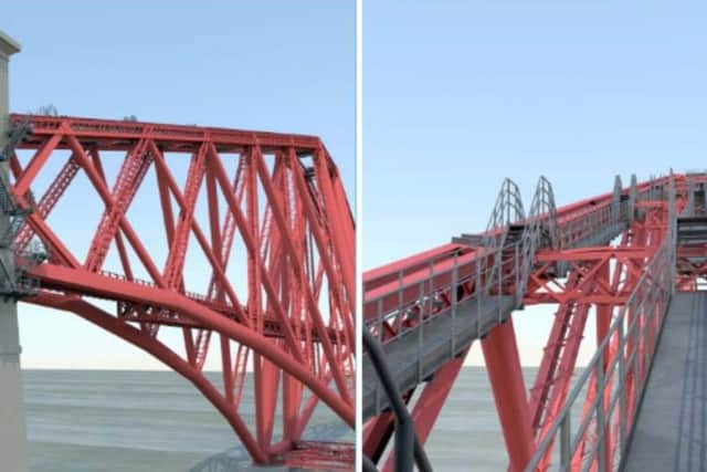Walkers would wear safety harnesses to ascend to viewing platforms at the top of the Forth Bridge. Picture: Network Rail