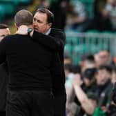 Malky Mackay with Celtic manager Ange Postecoglou after Ross County's 4-0 defeat at Celtic Park last month.  (Photo by Alan Harvey / SNS Group)