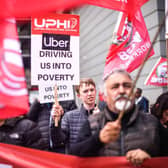 Uber drivers protest outside the Uber offices in London in 2019 (Photo: Peter Summers/Getty Images)