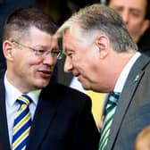 Old pals Neil Doncaster (left) and Peter Lawwell both under pressure