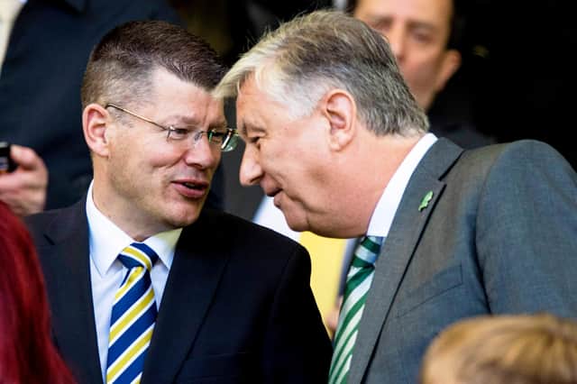 Old pals Neil Doncaster (left) and Peter Lawwell both under pressure