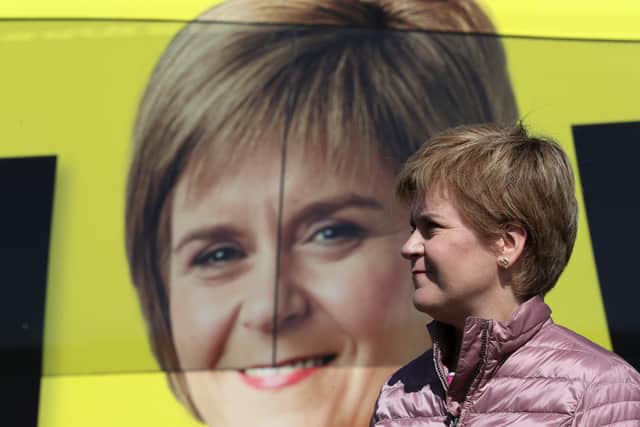 First Minister of Scotland and leader of the SNP Nicola Sturgeon, during campaigning for the Scottish Parliamentary election in Alford.