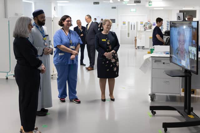Staff at the hospital take part in the royal video call