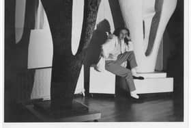 Barbara Hepworth with the Gift plaster of Figure for Landscape and a bronze cast of Figure (Archaean) November 1964. PIC: Lucien Myers