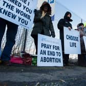 Anti-abortion campaigners outside Glasgow's Queen Elizabeth Hospital