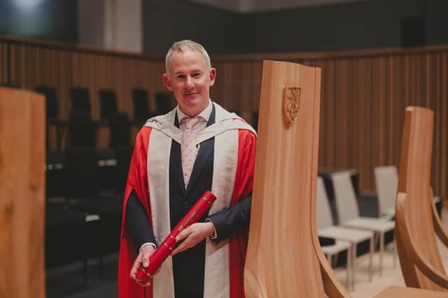 Mark Logan was awarded his honorary degree from Robert Gordon University (RGU) this week during a festive graduation ceremony.