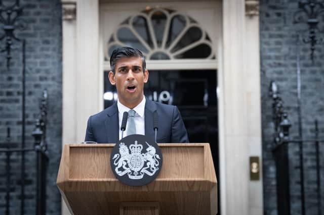 Prime Minister Rishi Sunak makes the first speech of his premiership outside 10 Downing Street. Picture: Stefan Rousseau/PA Wire
