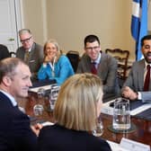 Humza Yousaf attends his first Cabinet meeting at Bute House yesterday (Picture: Russell Cheyne-Pool/Getty Images)