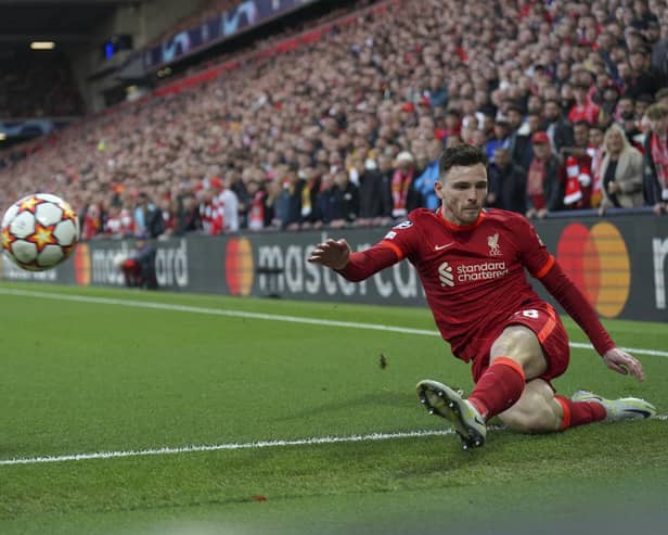 Andy Robertson in action for Liverpool against Villarreal in the Champions League. Could he be crowned the best in the English Premier League?