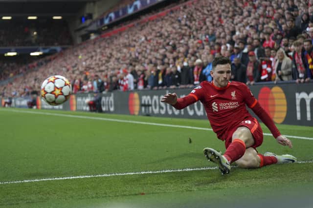Andy Robertson in action for Liverpool against Villarreal in the Champions League. Could he be crowned the best in the English Premier League?